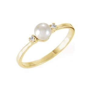 14K White Accented Ring Mounting for 4.5 mm Pearl
