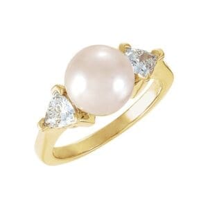 14K White Accented Ring Mounting for 8 mm Pearl