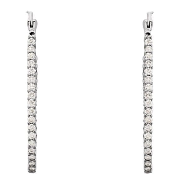 Platinum 1 CTW Natural Diamond Inside-Outside Hoop Earrings - Image 3