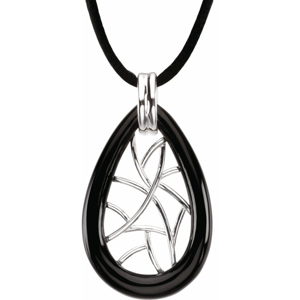Sterling Silver Natural Black Onyx Pendant