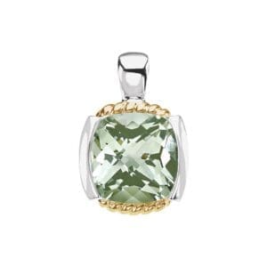 14K Yellow & Sterling Silver Natural Green Quartz Pendant