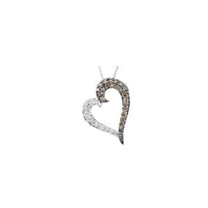 14K White 1/4 CTW Brown & White Natural Diamond Heart 18" Necklace