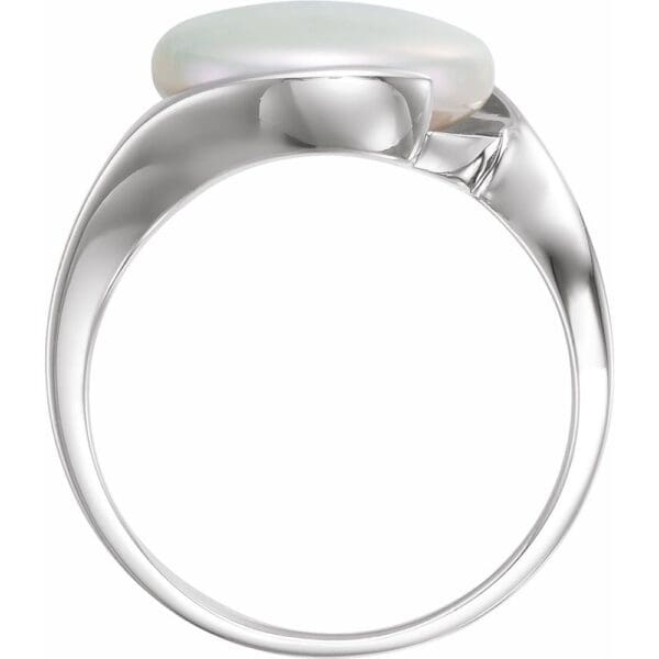 Sterling Silver Cultured White Freshwater Pearl Coin Ring - Image 2