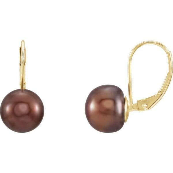 Sterling Silver Cultured Brown Freshwater Pearl Earrings - Image 3