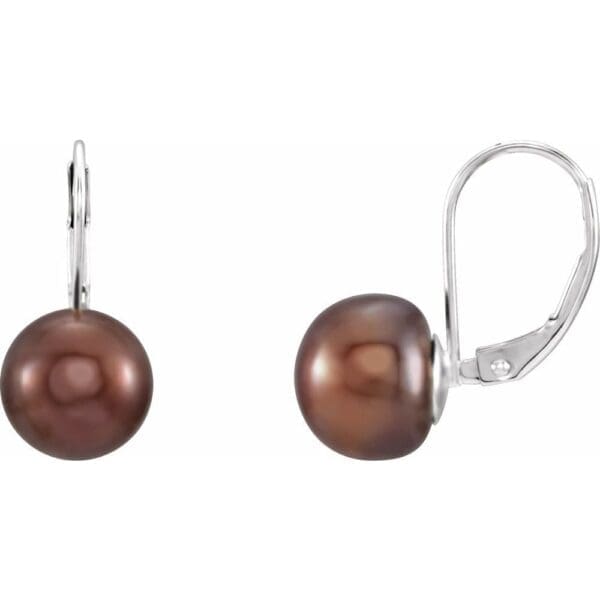Sterling Silver Cultured Brown Freshwater Pearl Earrings - Image 2