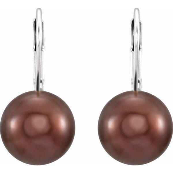 Sterling Silver Cultured Brown Freshwater Pearl Earrings