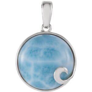 Sterling Silver Natural Larimar Cabochon Pendant