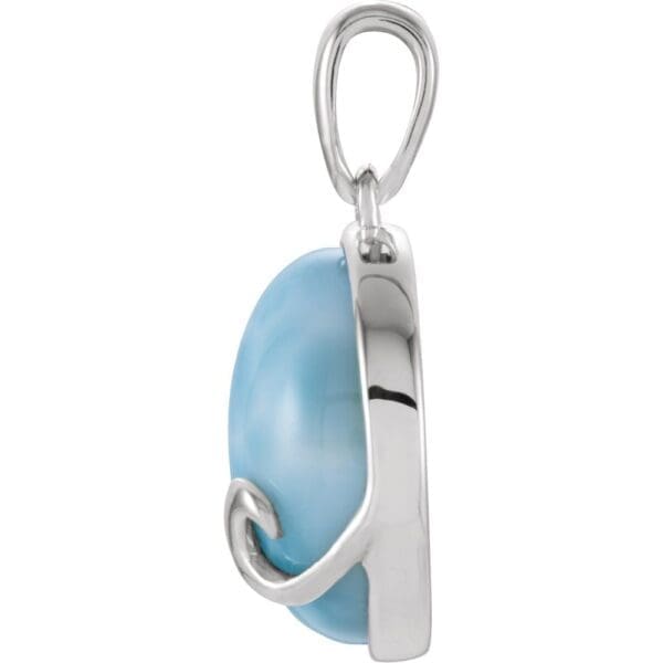 Sterling Silver Natural Larimar Cabochon Pendant - Image 2