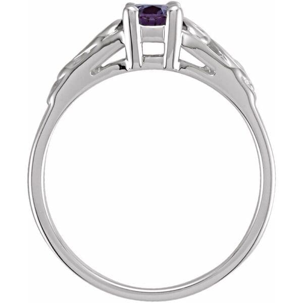 14K White June Youth Imitation Birthstone Ring - Image 2