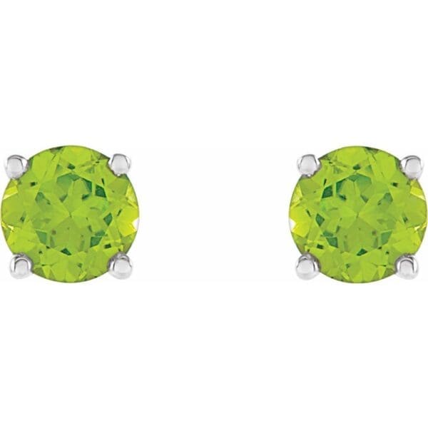 14K White 5 mm Natural Peridot Earrings - Image 2
