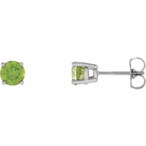14K White 5 mm Natural Peridot Earrings