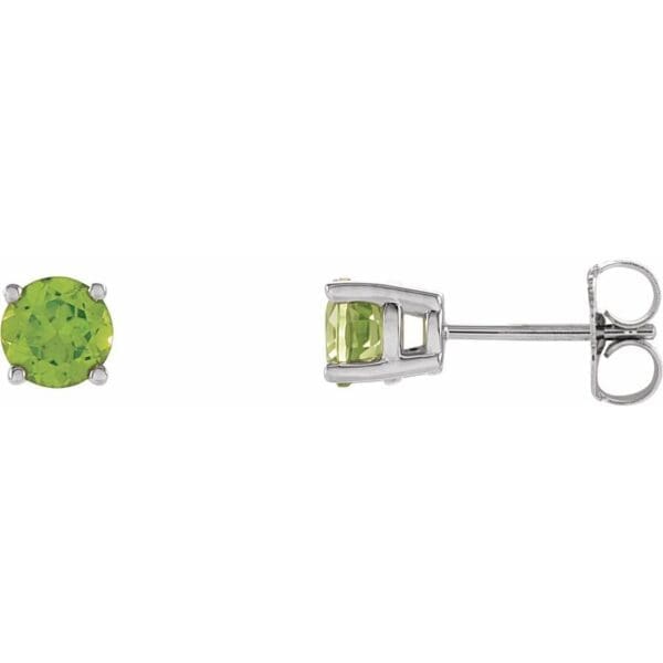 14K White 5 mm Natural Peridot Earrings