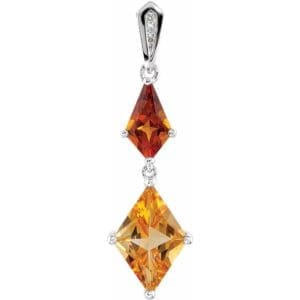 Sterling Silver Natural Madeira, Natural Citrine & .025 CTW Natural Diamond Pendant