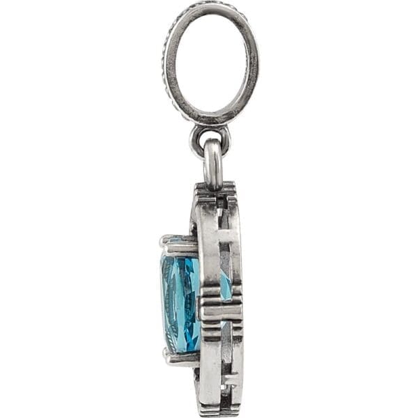 Sterling Silver Natural Swiss Blue Topaz Pendant - Image 2