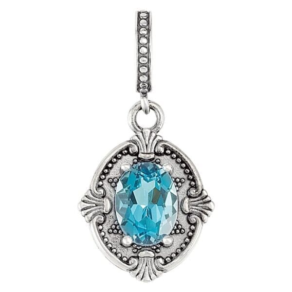 Sterling Silver Natural Swiss Blue Topaz Pendant