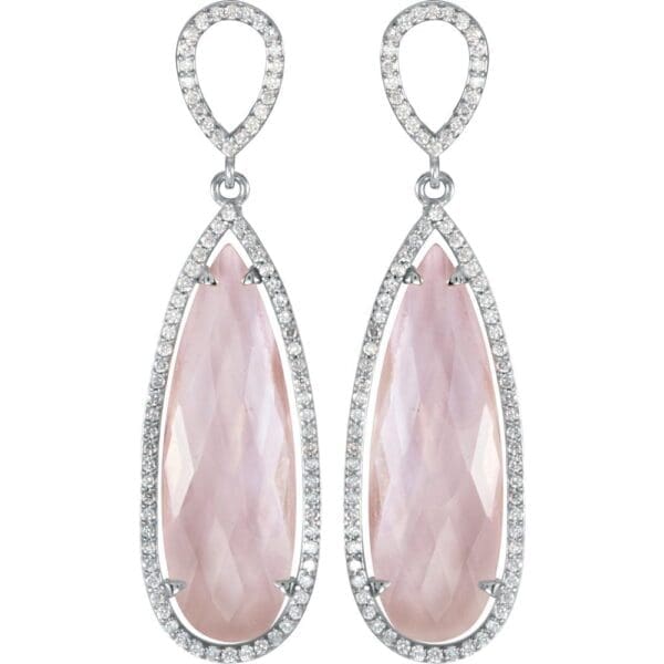 Sterling Silver Natural Rose Quartz & 5/8 CTW Natural Diamond Earrings - Image 2
