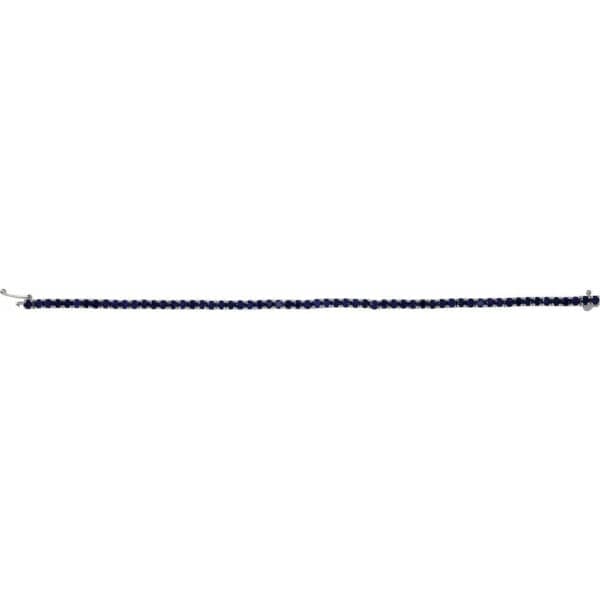 14K White Lab-Grown Blue Sapphire Line 7.25" Bracelet - Image 3