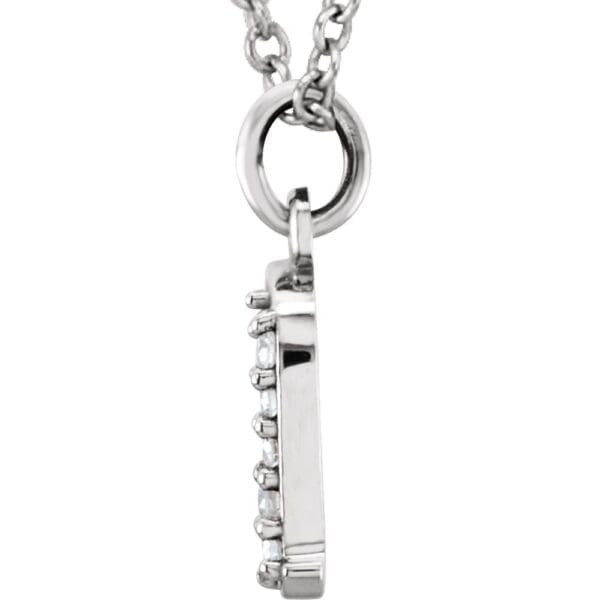 14K White .025 CTW Natural Diamond Lowercase Initial A 16" Necklace - Image 3