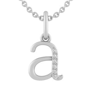 14K White .025 CTW Natural Diamond Lowercase Initial A 16" Necklace