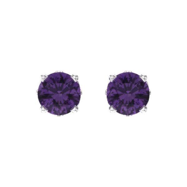 14K White Natural Amethyst 4-Prong Scroll Setting® Stud Earrings - Image 2