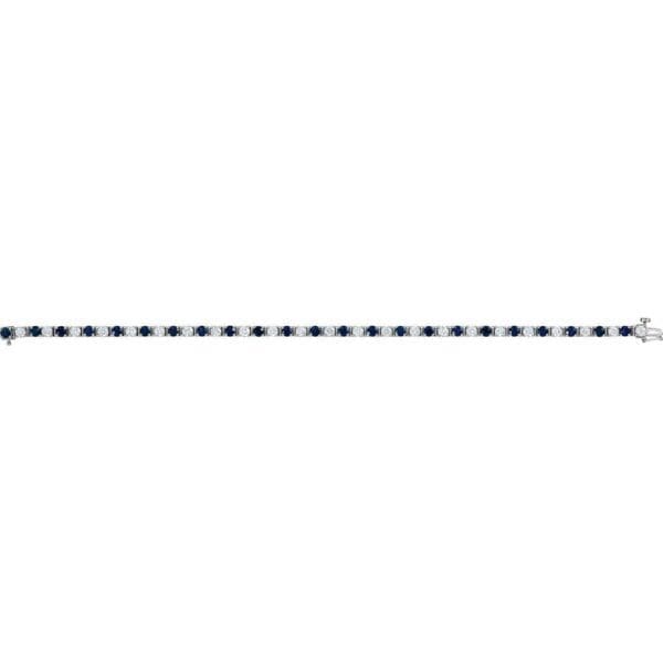 14K White Natural Blue Sapphire & 2 1/3 CTW Natural Diamond Line 7" Bracelet - Image 3
