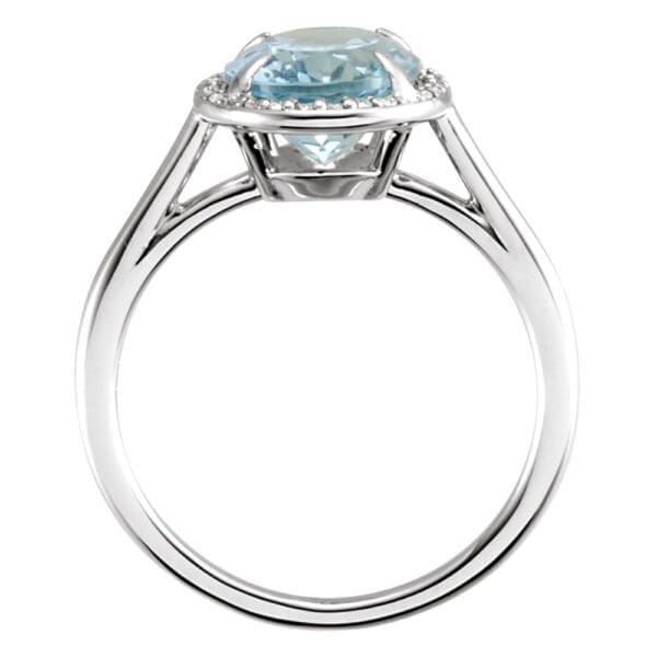 14K White 10x8 mm Natural Aquamarine & .06 CTW Natural Diamond Ring - Image 2