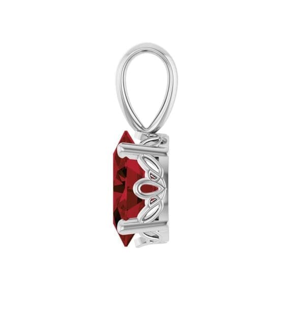 14K White Natural Mozambique Garnet Pendant - Image 3