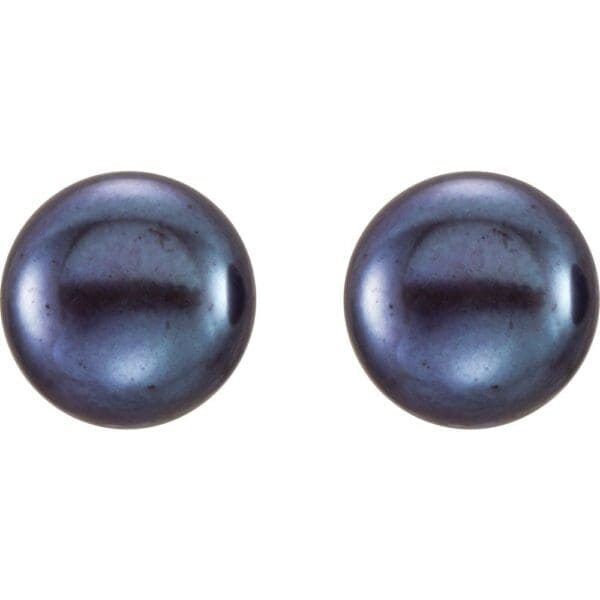Sterling Silver 8-9 mm Cultured Black Freshwater Pearl Earrings - Image 2