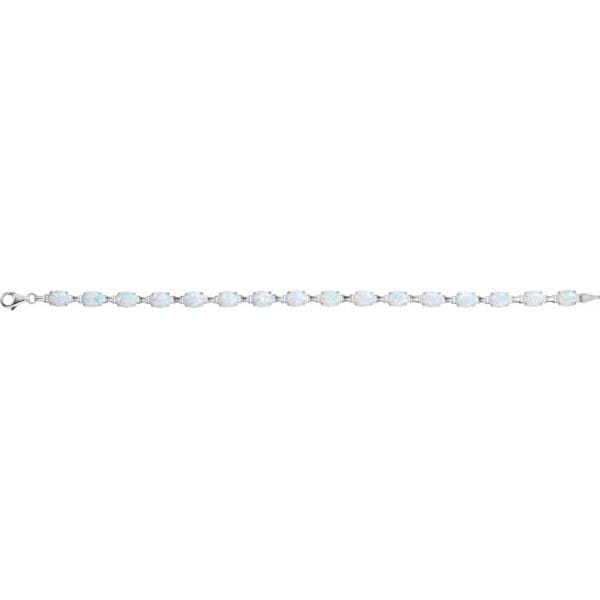 14K White Lab-Grown White Opal Line 7" Bracelet - Image 2