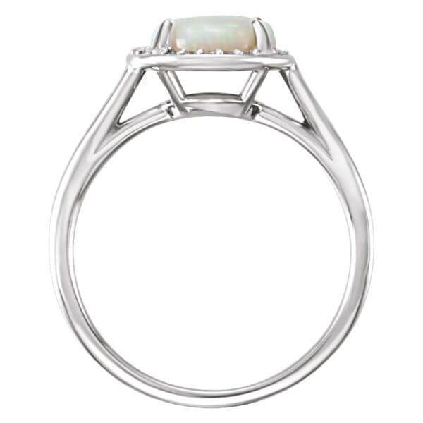 14K White Natural White Opal & .05 CTW Natural Diamond Ring - Image 2