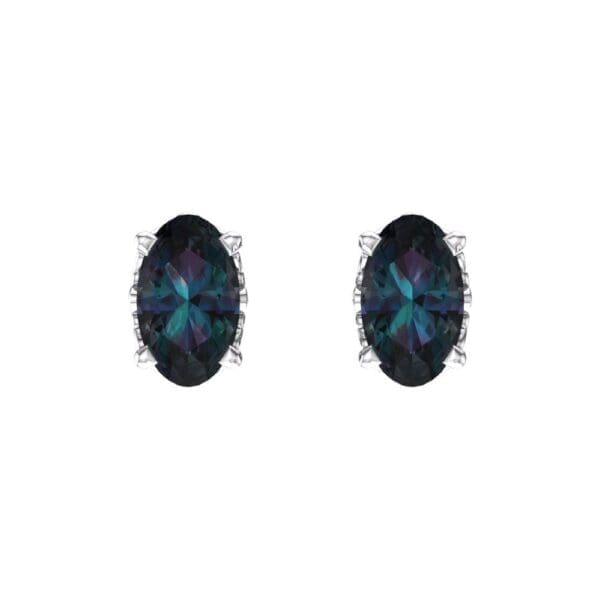 14K White Lab-Grown Alexandrite Earrings - Image 2