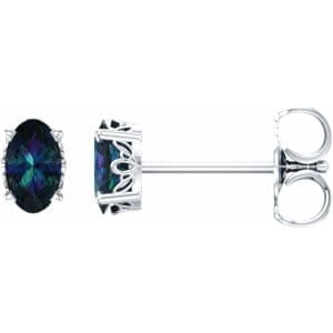 14K White Lab-Grown Alexandrite Earrings
