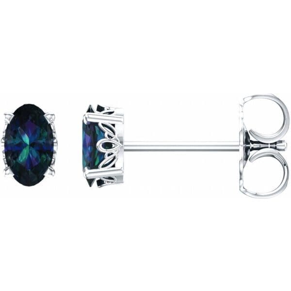14K White Lab-Grown Alexandrite Earrings