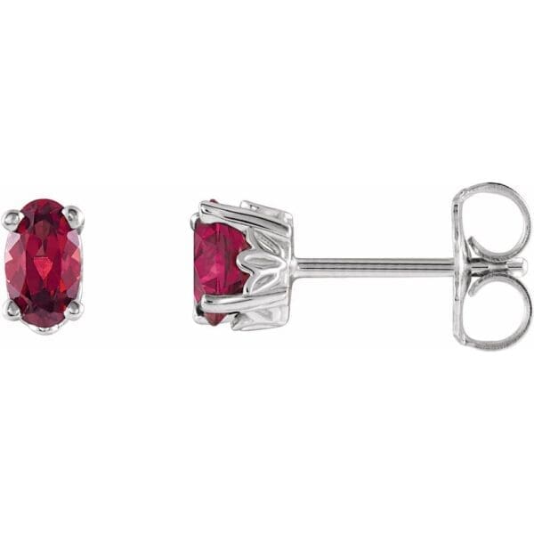 14K White Lab-Grown Alexandrite Earrings - Image 3