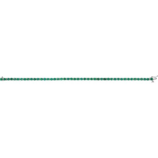 14K White Natural Emerald Line 7" Bracelet - Image 3