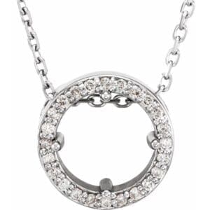 Platinum 6.5 mm Round .06 CTW Natural Diamond Semi-Set 16" Necklace