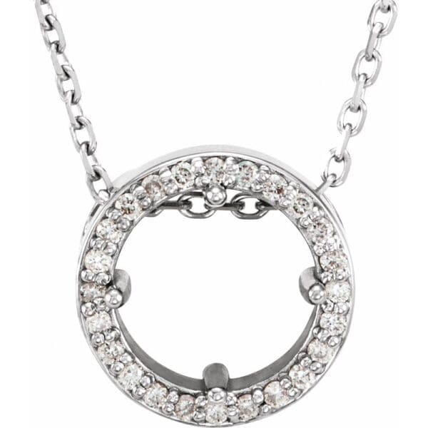 Platinum 6.5 mm Round .06 CTW Natural Diamond Semi-Set 16" Necklace