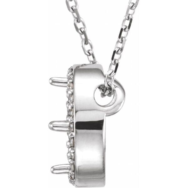 Platinum 6.5 mm Round .06 CTW Natural Diamond Semi-Set 16" Necklace - Image 2