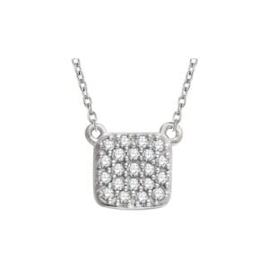 14K White 1/6 CTW Natural Diamond Cluster 16-18" Necklace