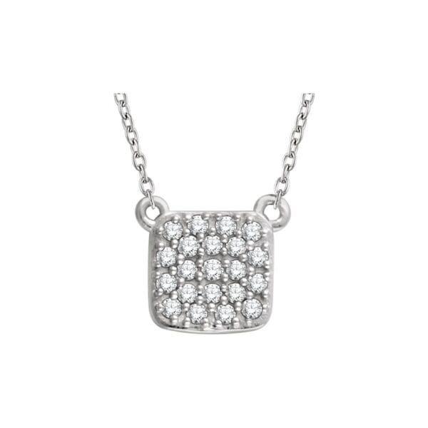 14K White 1/6 CTW Natural Diamond Cluster 16-18" Necklace
