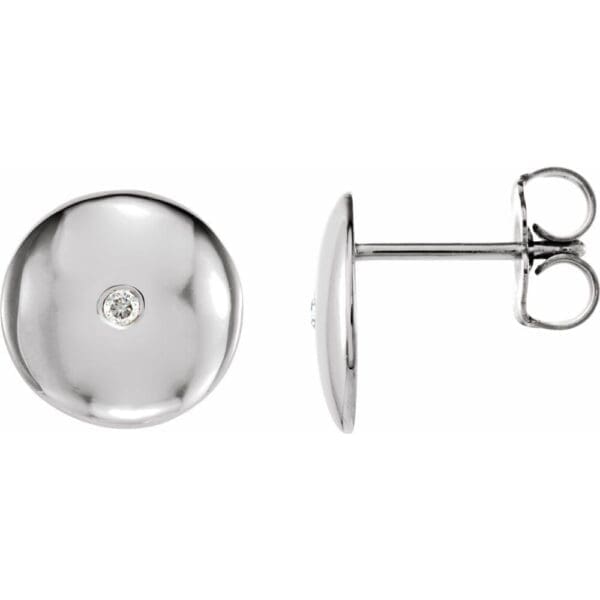 Platinum  .03 CTW Natural Diamond Domed Earrings - Image 2