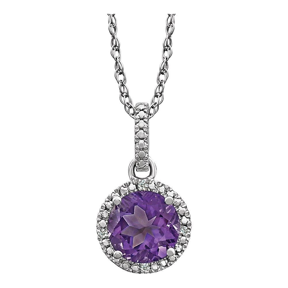Sterling Silver Natural Amethyst & .01 CTW Natural Diamond 18" Necklace