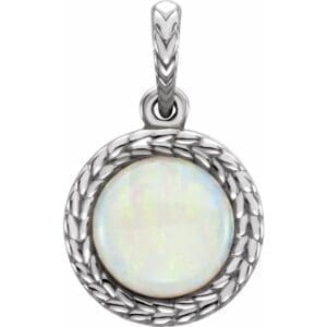 14K White Natural White Opal Pendant