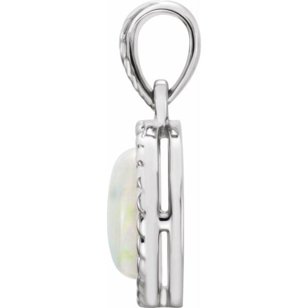 14K White Natural White Opal Pendant - Image 2