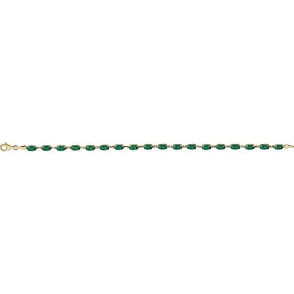 14K Yellow Lab-Grown Emerald 7.25" Bracelet - Image 2
