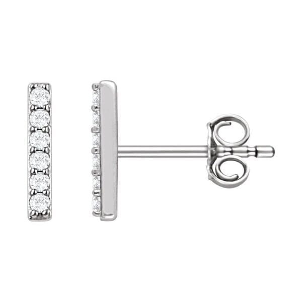Platinum 1/10 CTW Natural Diamond Bar Earrings - Image 2