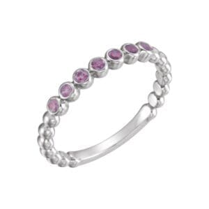 14K White Natural Amethyst Stackable Ring