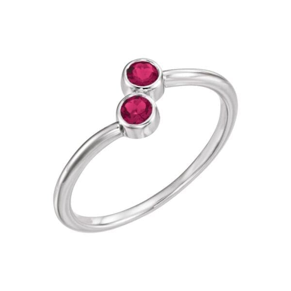 14K Rose Lab-Grown Alexandrite Two-Stone Ring - Image 2