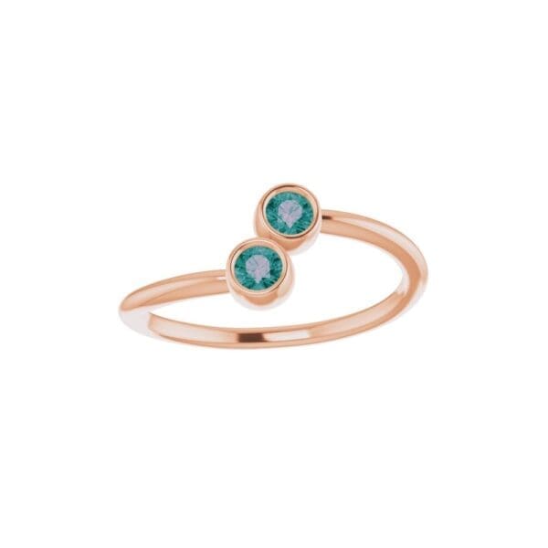 14K Rose Lab-Grown Alexandrite Two-Stone Ring - Image 4