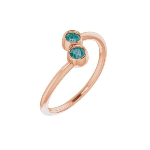 14K Rose Lab-Grown Alexandrite Two-Stone Ring